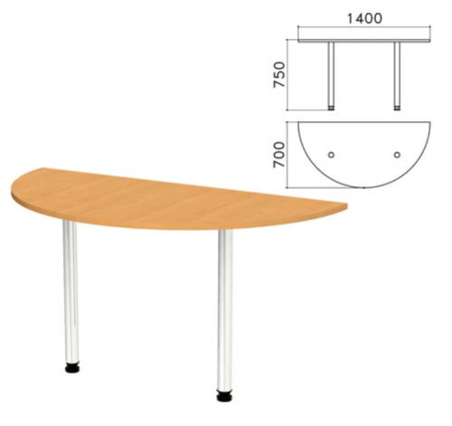 Стол приставной полукруг Монолит (1400x700x750 мм)